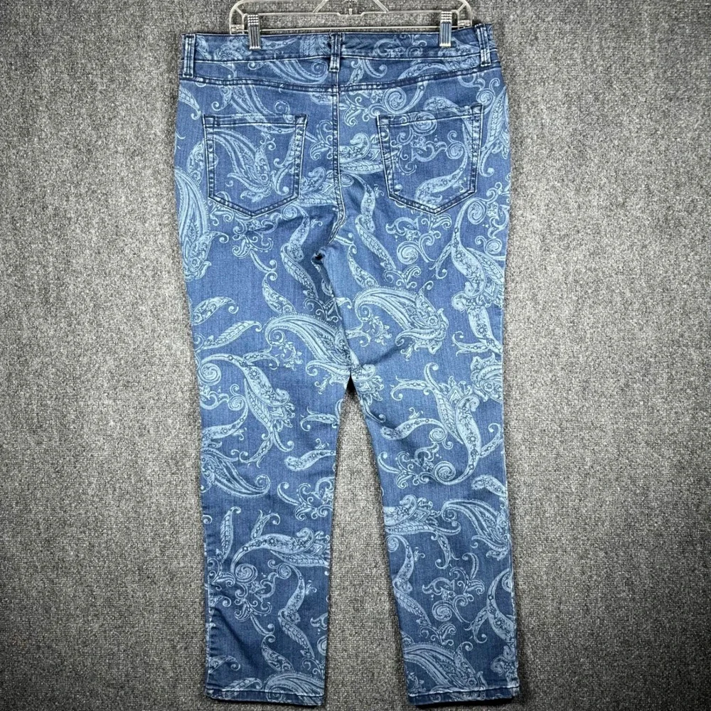 Charter Club Lexington‎ Straight Jeans Men 14 Blue Paisley Printed Denim Pants